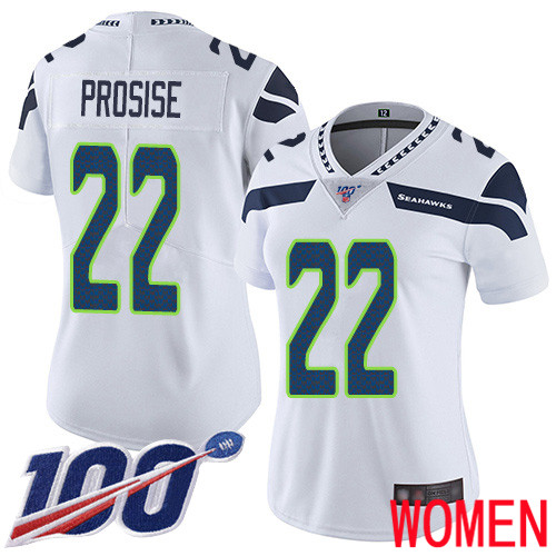 Seattle Seahawks Limited White Women C. J. Prosise Road Jersey NFL Football #22 100th Season Vapor Untouchable